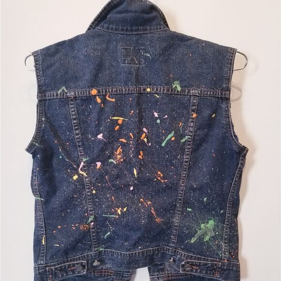 Calvin Klein Denim Vest Painted Comfortable Sleeveless Breathable Women's Size S - Picture 9 of 15